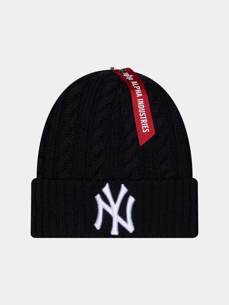 NEW YORK YANKEES X ALPHA X NEW ERA CABLE KNIT BEANIE - 1