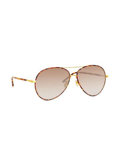 LINDA FARROW Shell print aviator sunglasses outlook