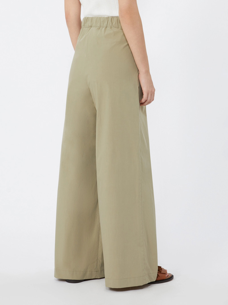 BENDA Wide-leg cotton poplin trousers - OLIVE GREEN 4
