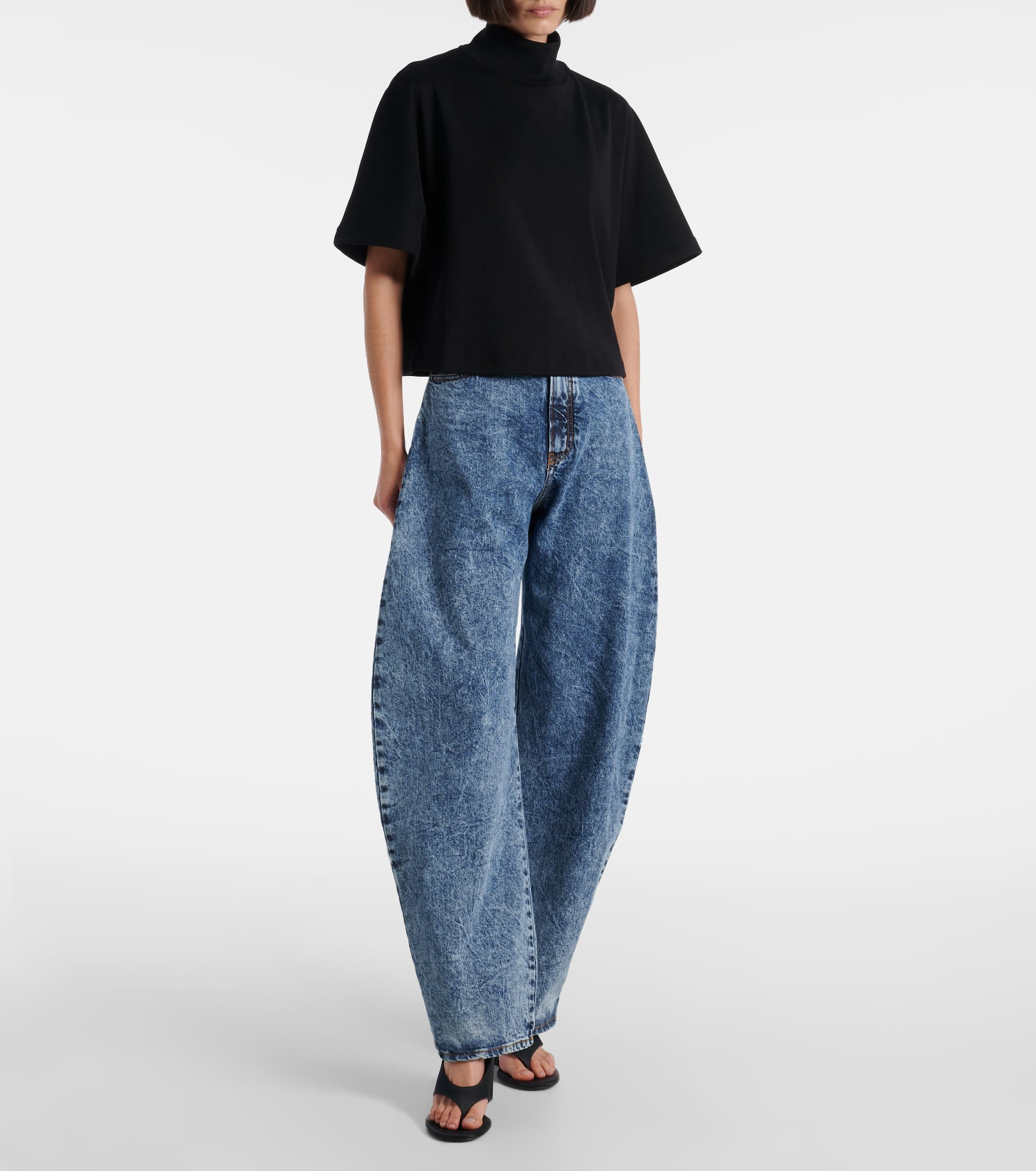 High-neck cotton jersey T-shirt - 2