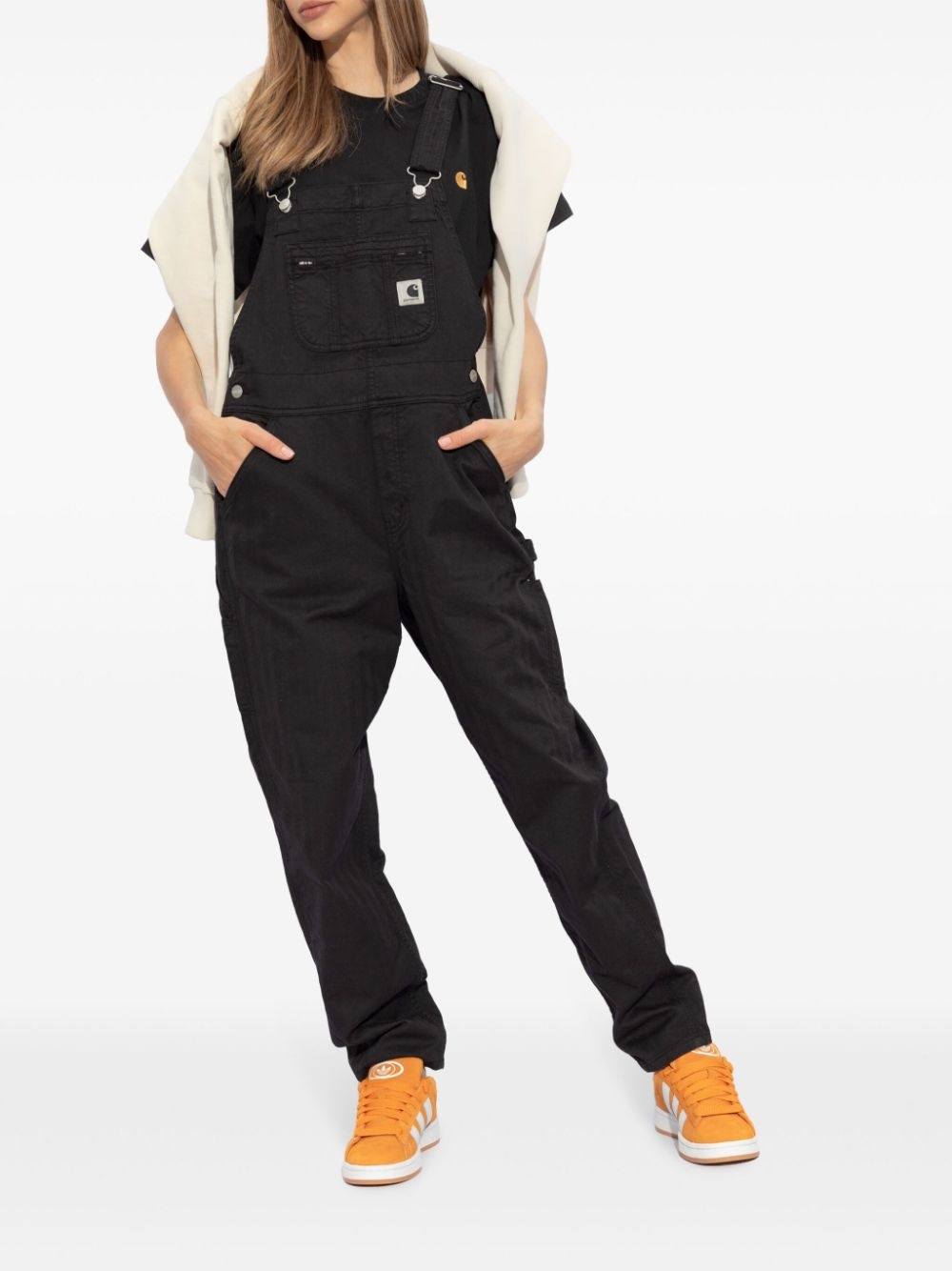 Bib logo-patch denim overalls - 2