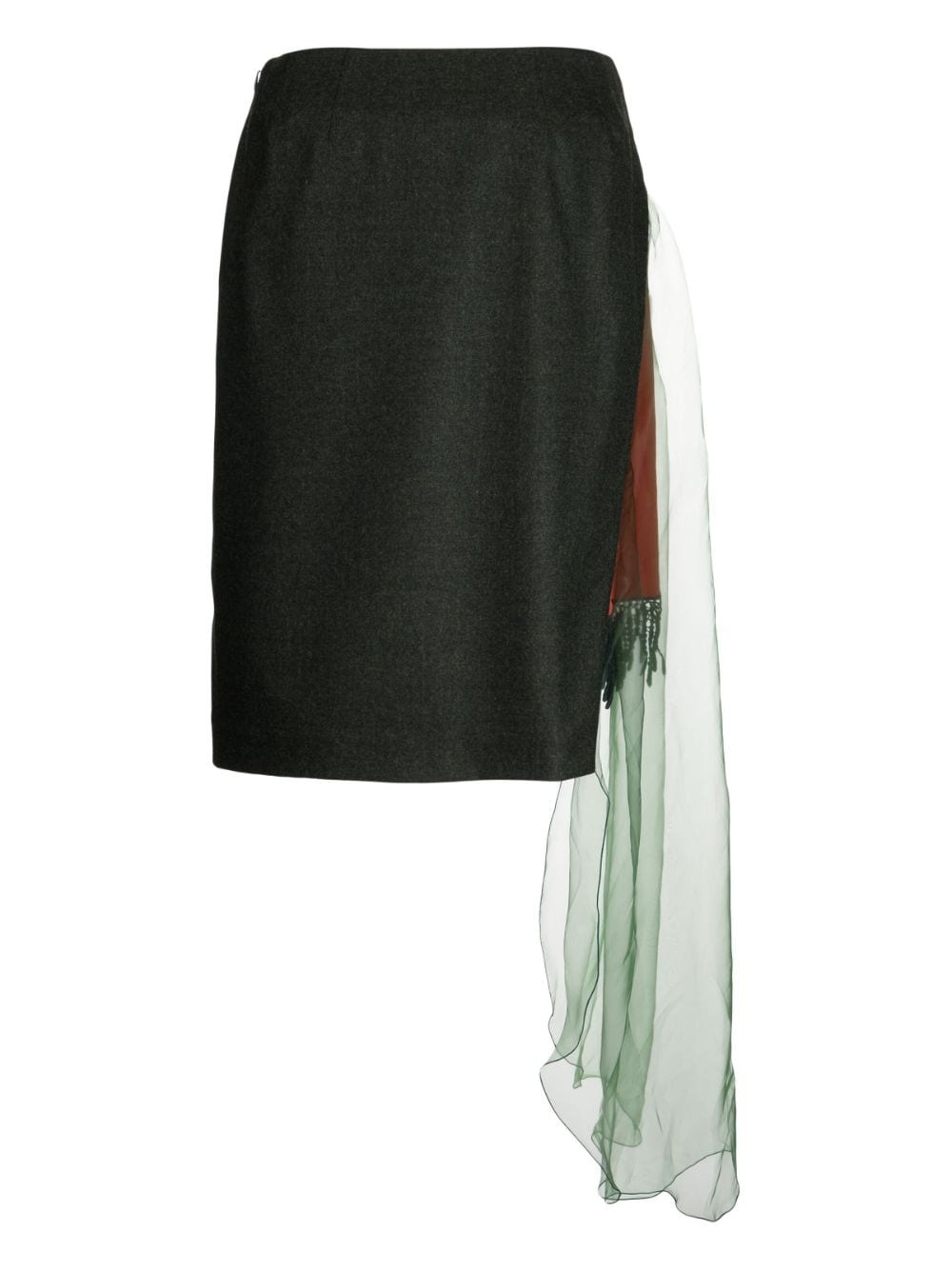 draped-panel wool pencil skirt - 2