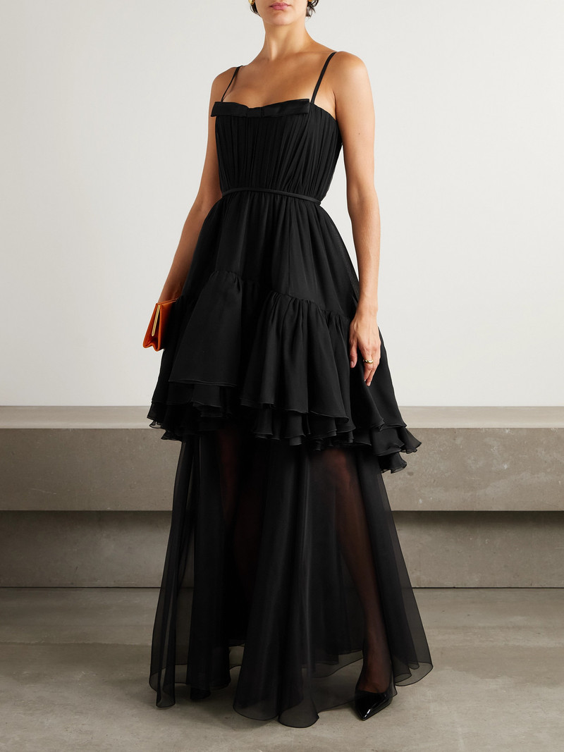 GIAMBATTISTA VALLI Layered Satin-trimmed Ruffled Silk-chiffon Gown outlook