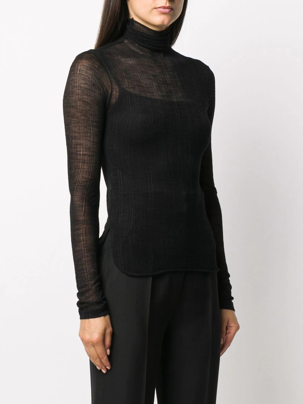 sheer roll neck knitted top - 3