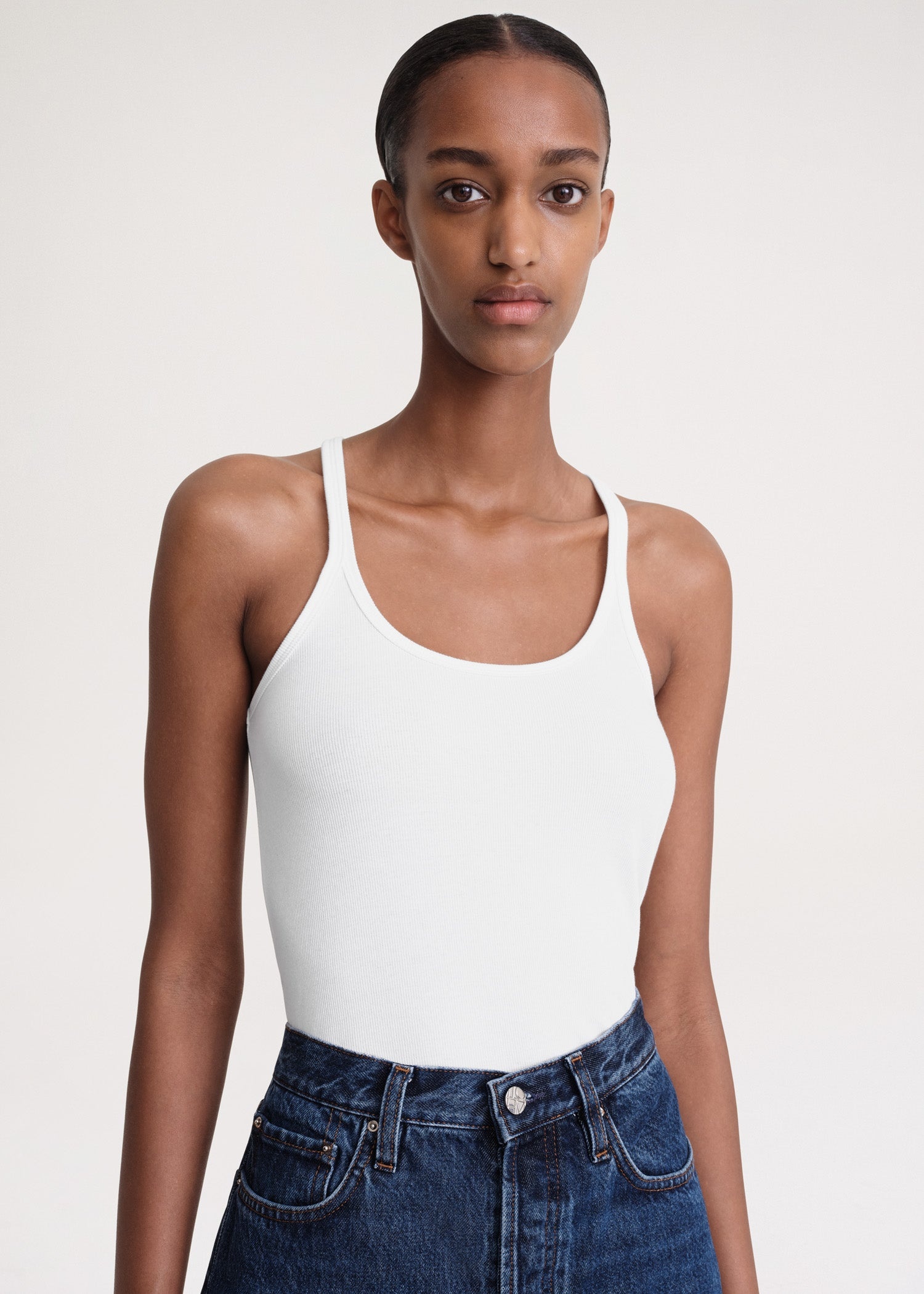 Scoop neck rib tank white - 5