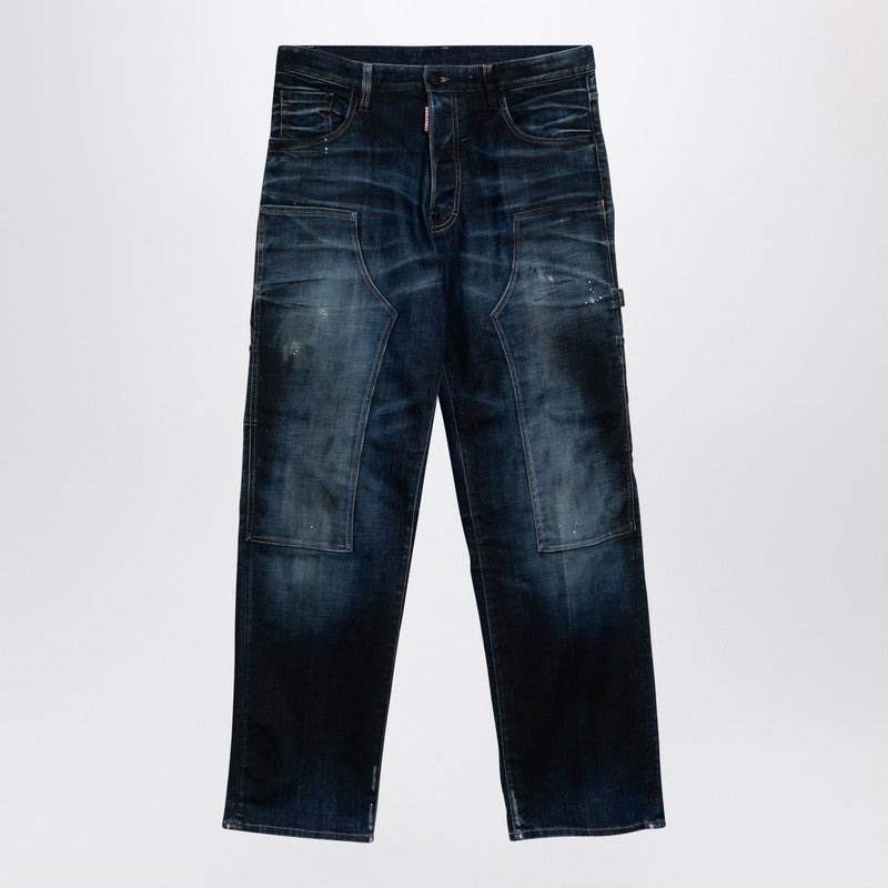 NAVY BLUE JEANS IN WASHED DENIM - 1