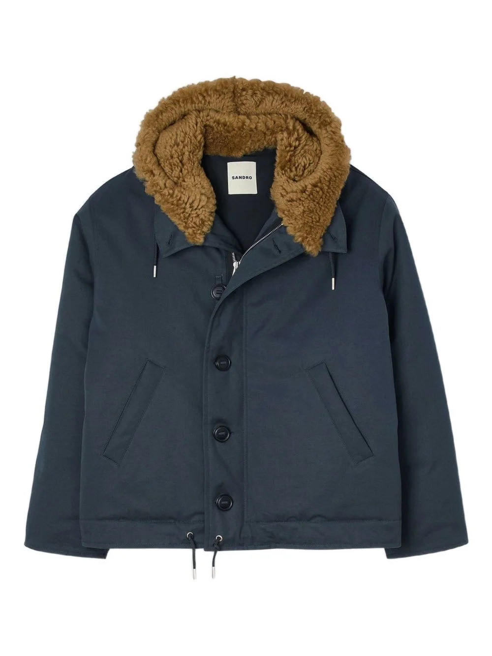 fur-trim button jacket - 1