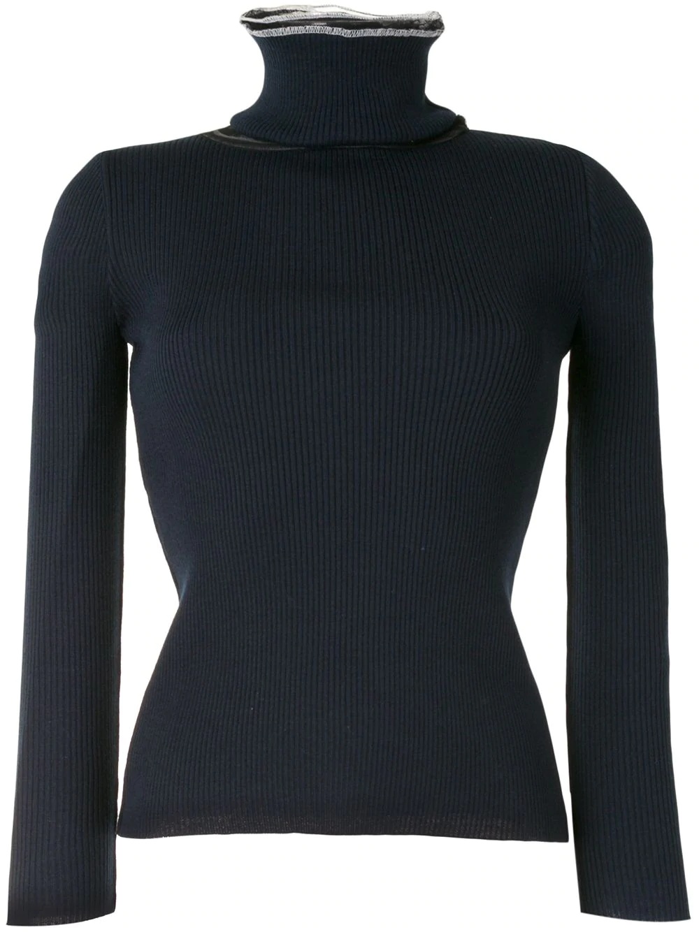 tulle-panel roll neck jumper - 1