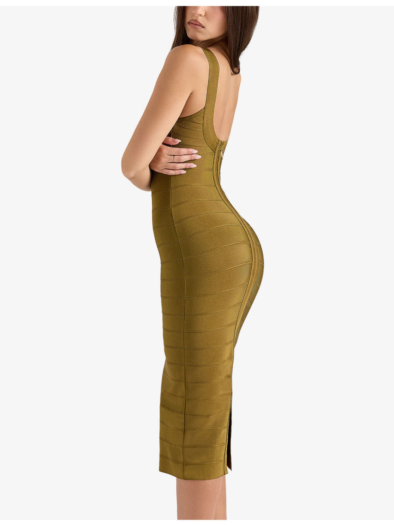 The Sculpt Halter-Neck Bandage Stretch-Woven Midi Dress 5