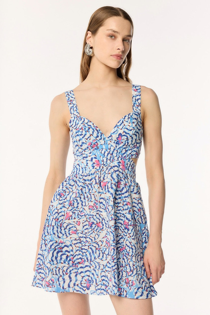 Poupette St Barth Mini Dress Coco - Blue Wings Flower outlook