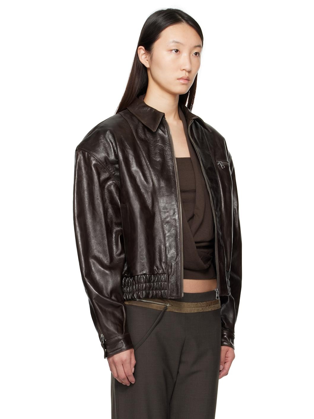 Brown Mini Lora Leather Jacket - 2