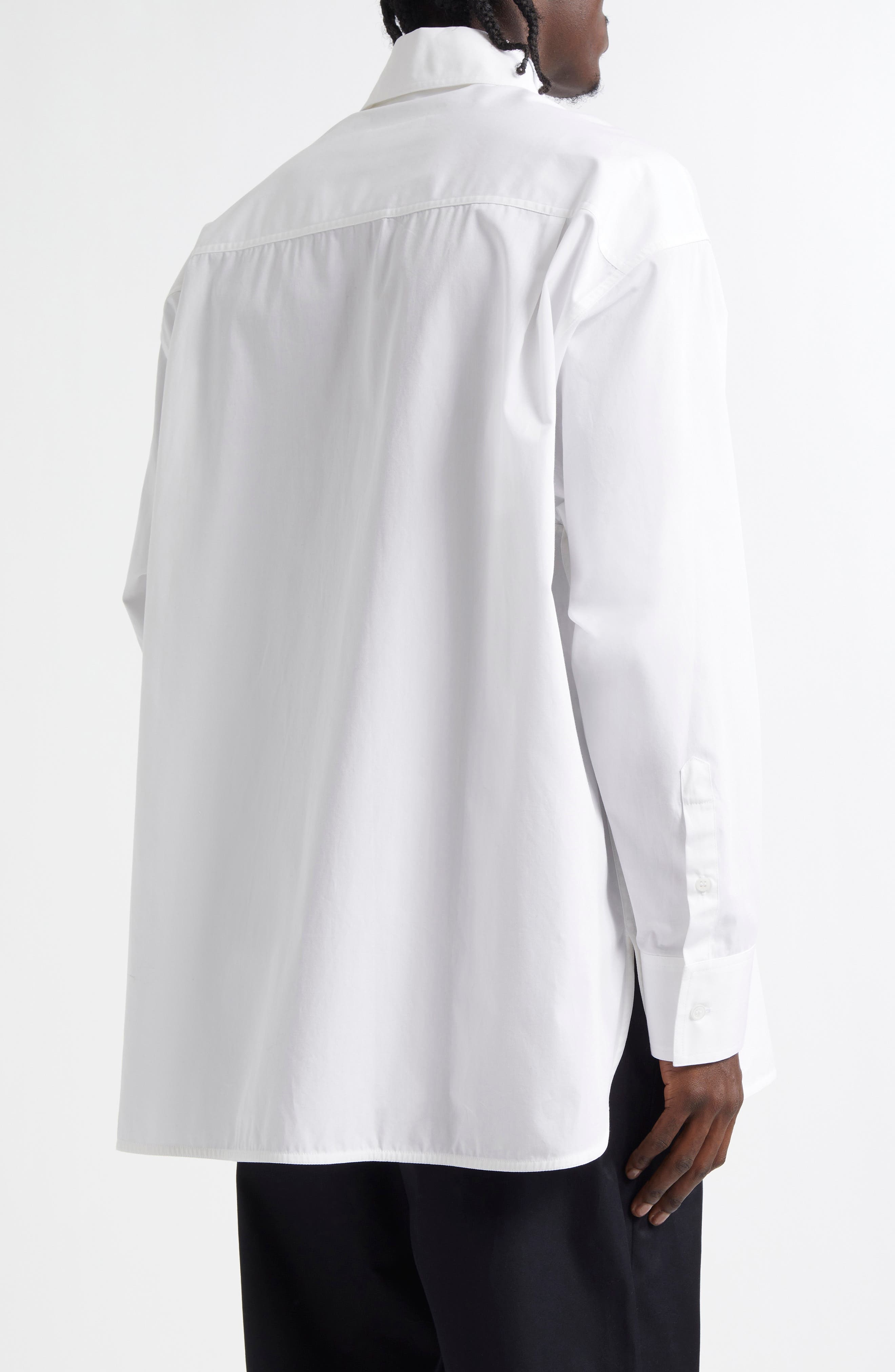 MM6 Maison Margiela Numeric Motif Label Button-Up Shirt in White at Nordstrom - 2