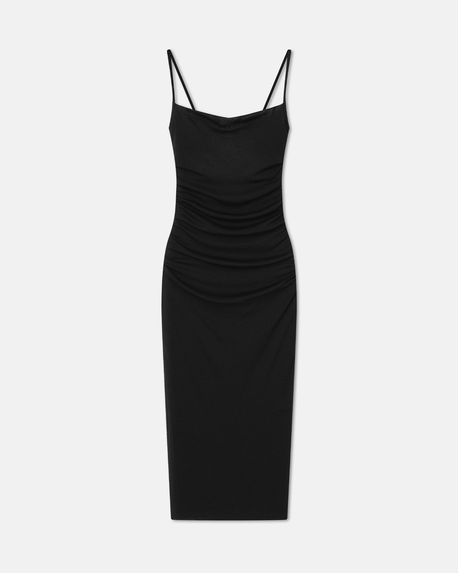 Mesh Jersey Midi Dress – Black - 1