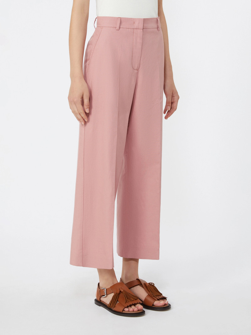 Cotton and linen canvas trousers - ANTIQUE ROSE 3