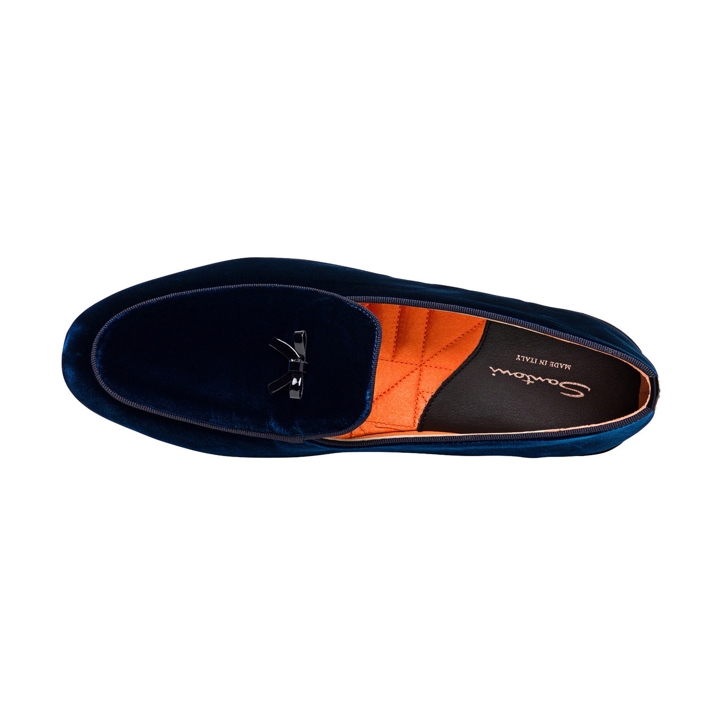 Men’s blue velvet slipper with bow detail - 4