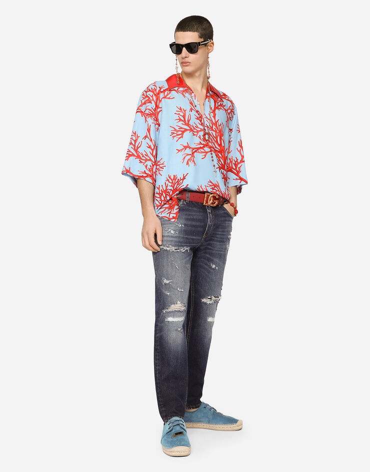 Coral-print Hawaiian shirt - 2