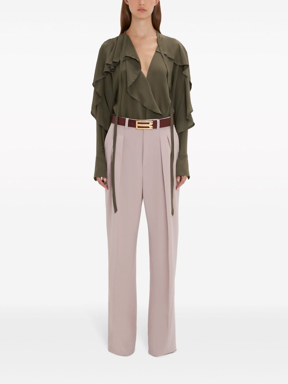 ruffled silk crepe blouse - 2