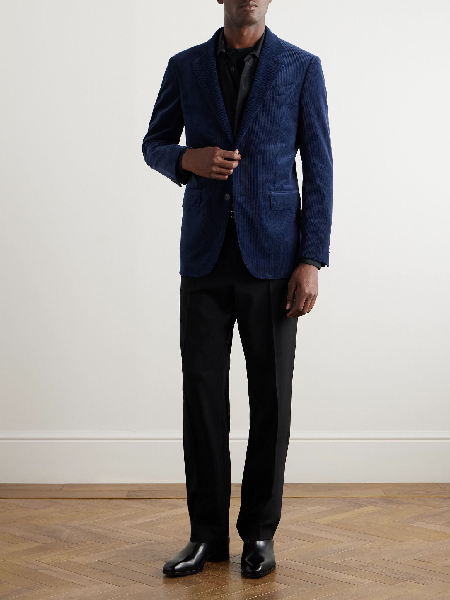 Cotton-Blend Corduroy Suit Jacket Navy - 2
