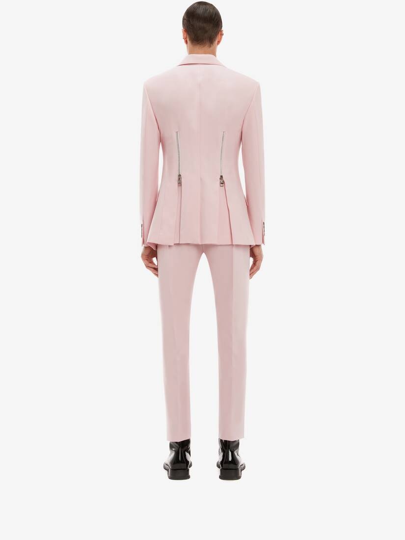 Zip Detail Peplum Jacket in Ice Pink - 4