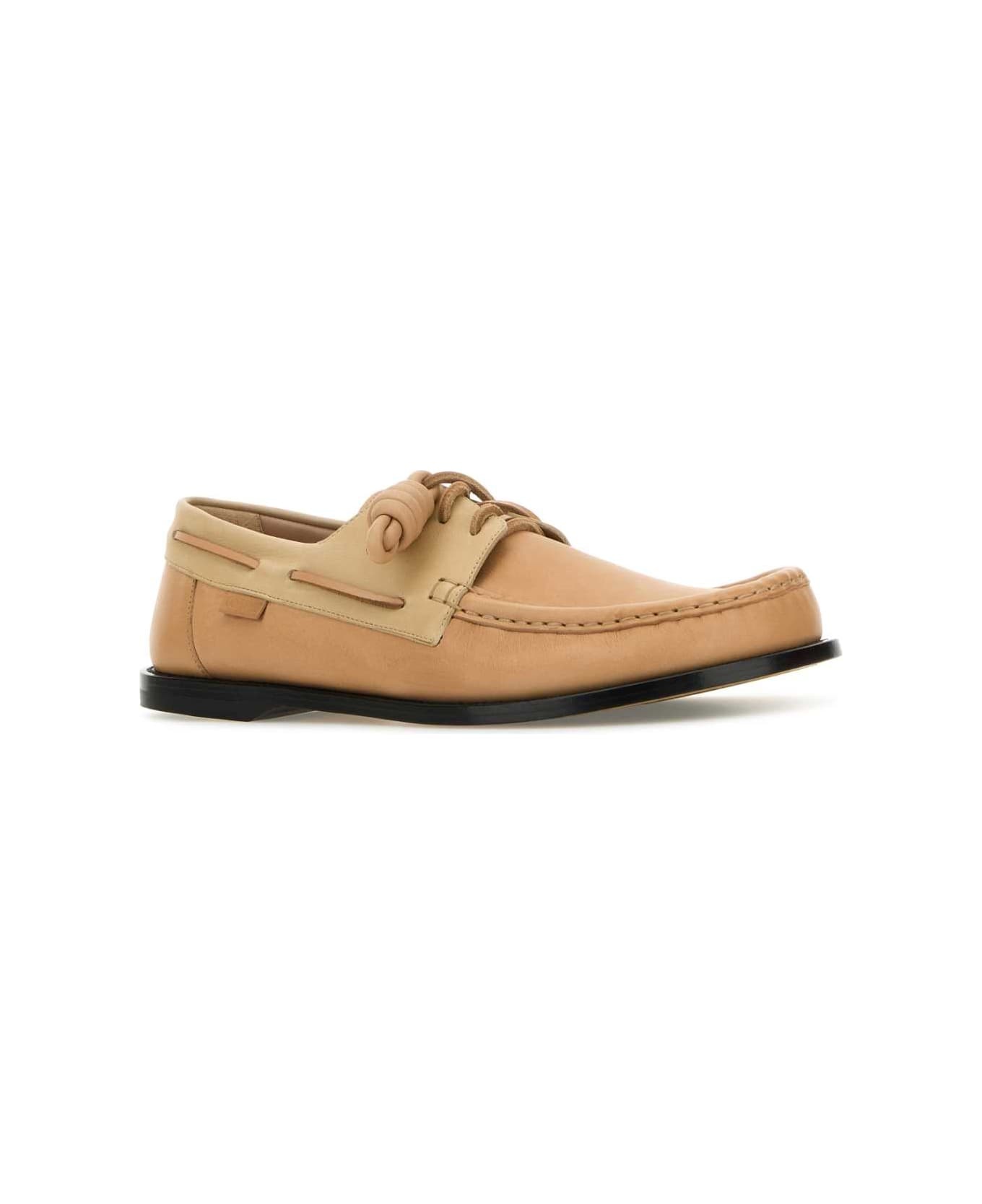 Peach Leather Campo Boat Loafers - 2