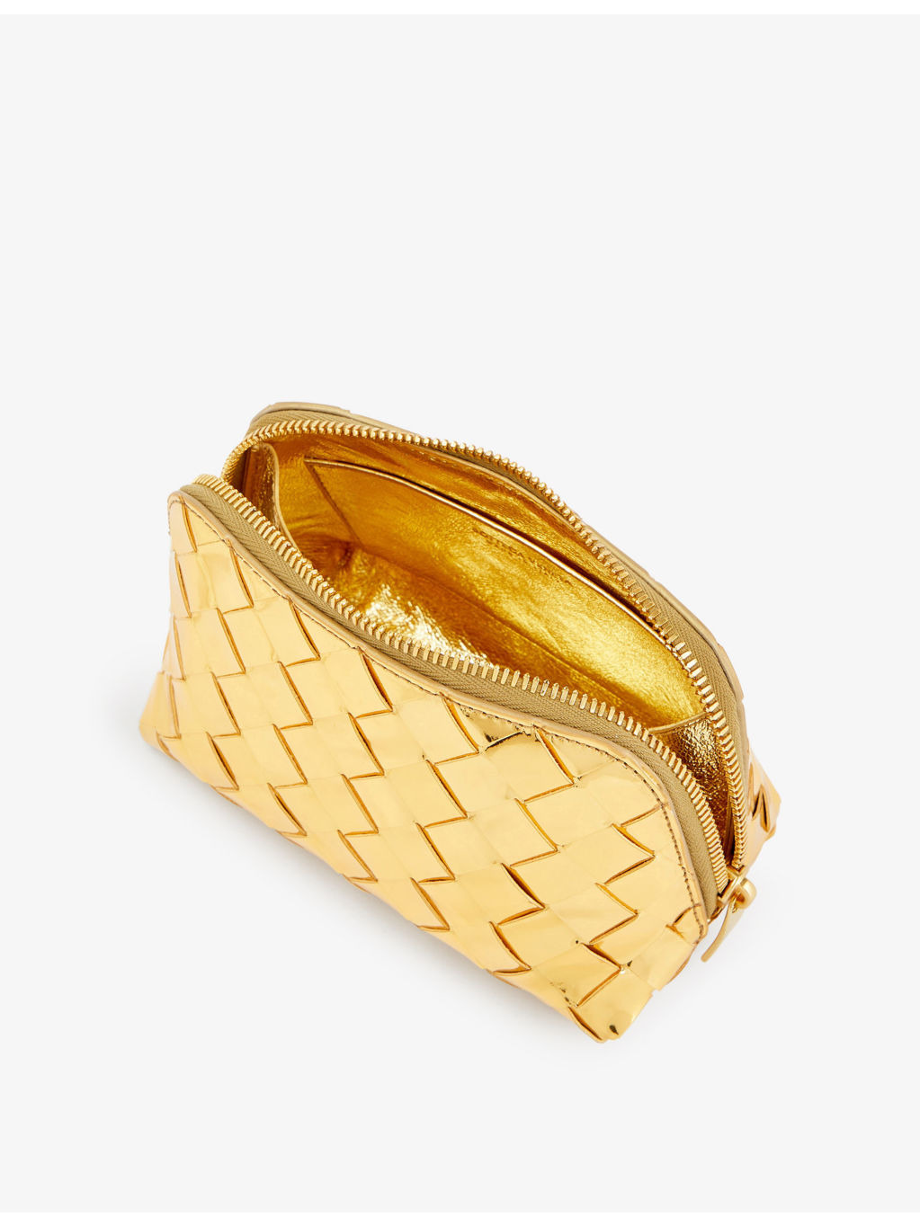 Intrecciato metallic-leather pouch - 4