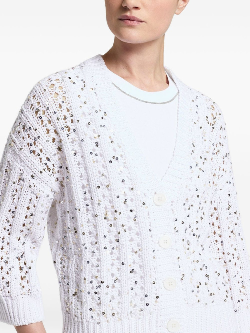 sequin-embellished open-knit cardigan 3
