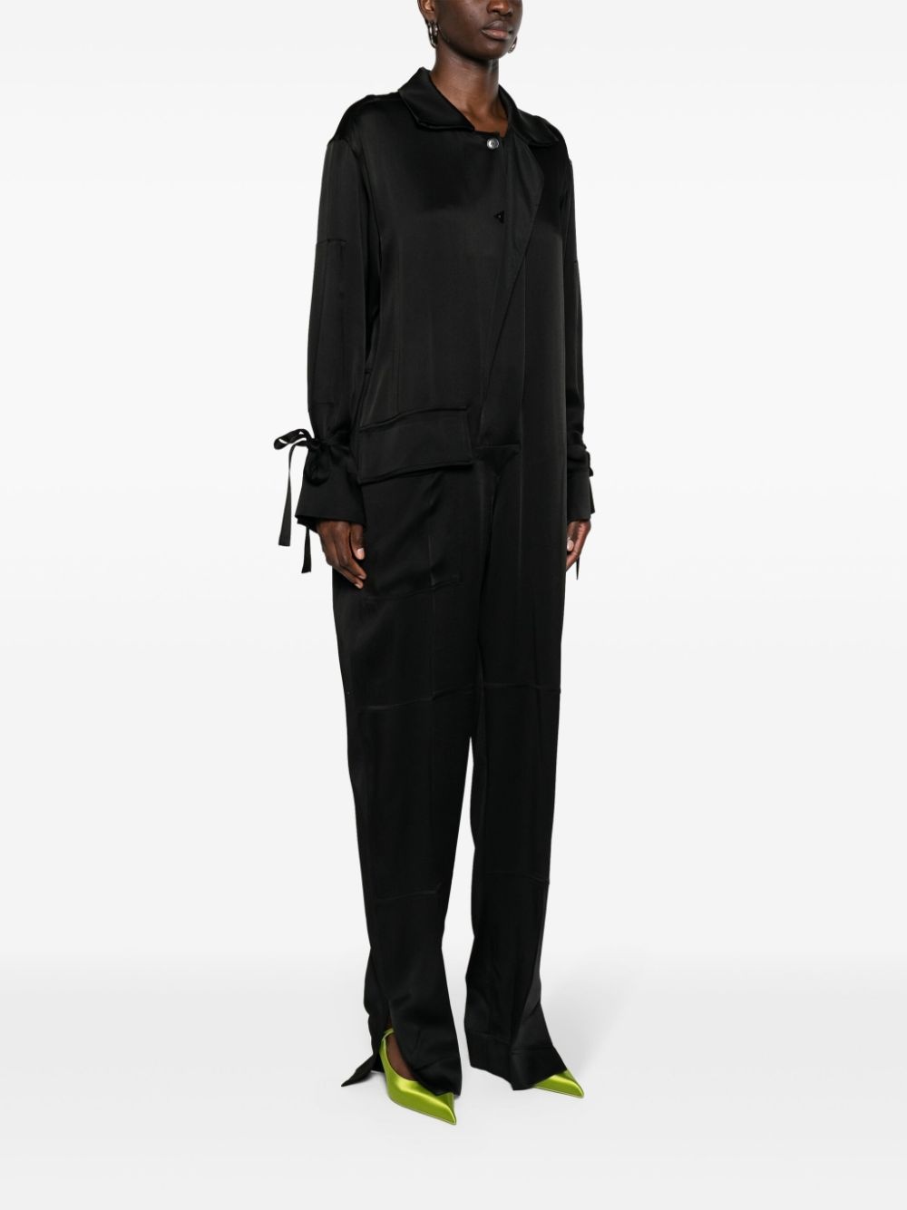 spread-collar crepe jumpsuit - 3