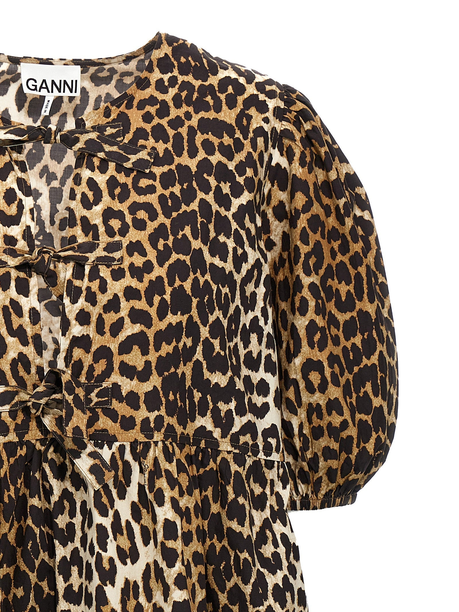 Ganni Women Leopard Poplin Dress - 3