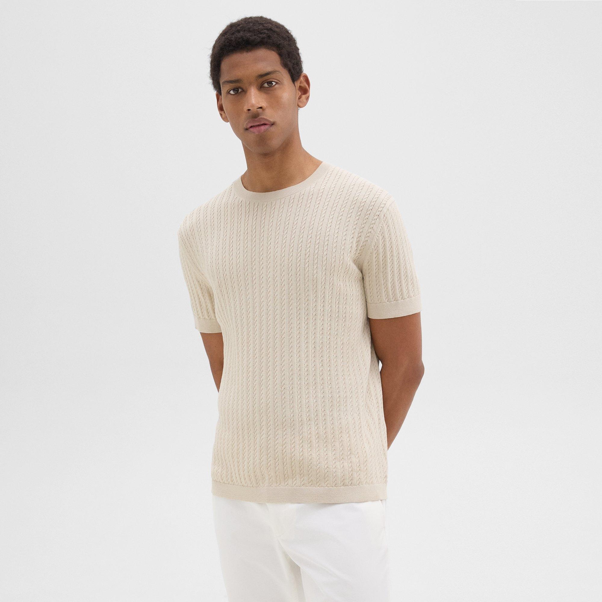 Cable Knit Tee in Cotton - 3