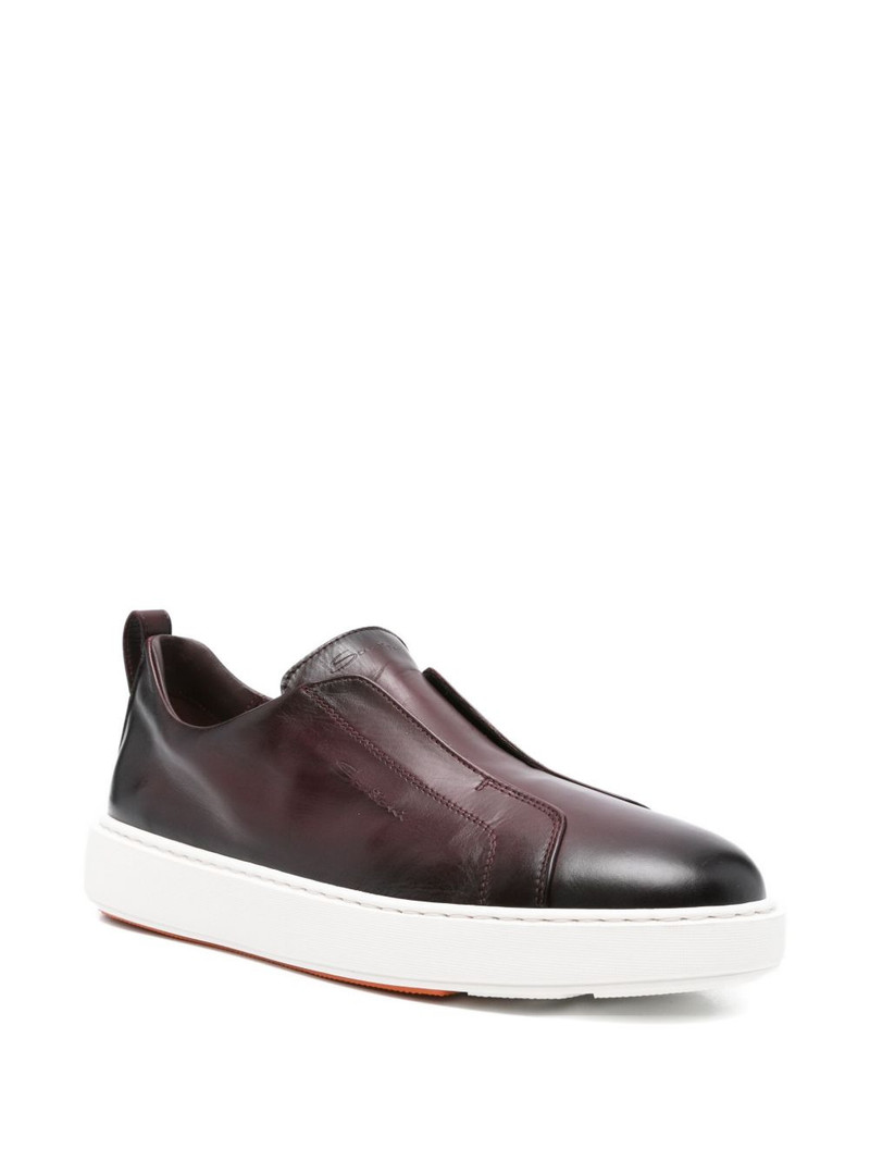 Santoni leather slip-on sneakers outlook