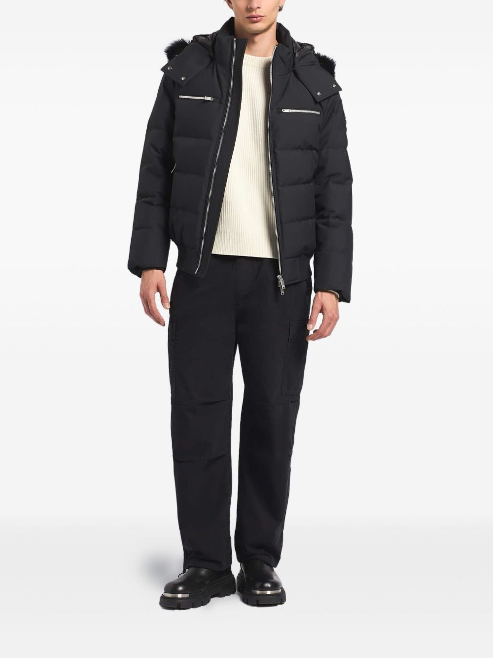 fur-trimmed puffer bomber jacket - 2