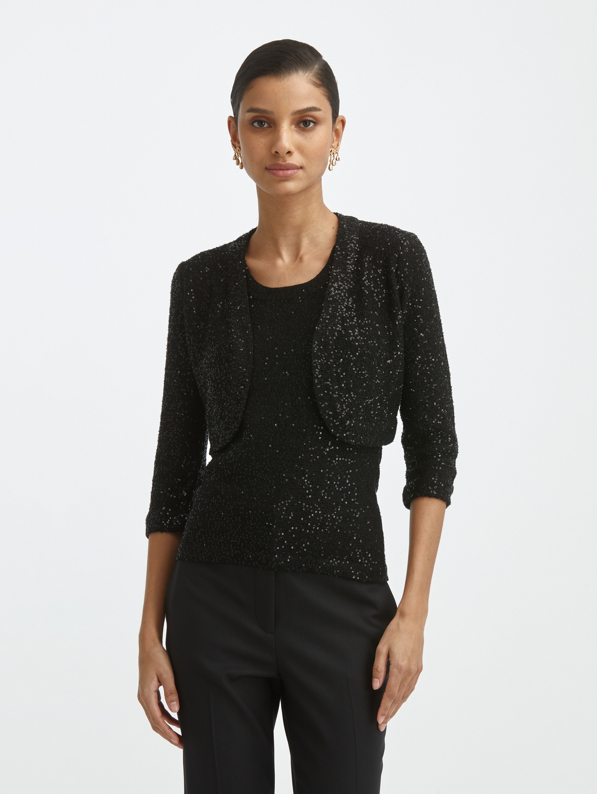 SEQUIN SILK-BLEND BOLERO - 1