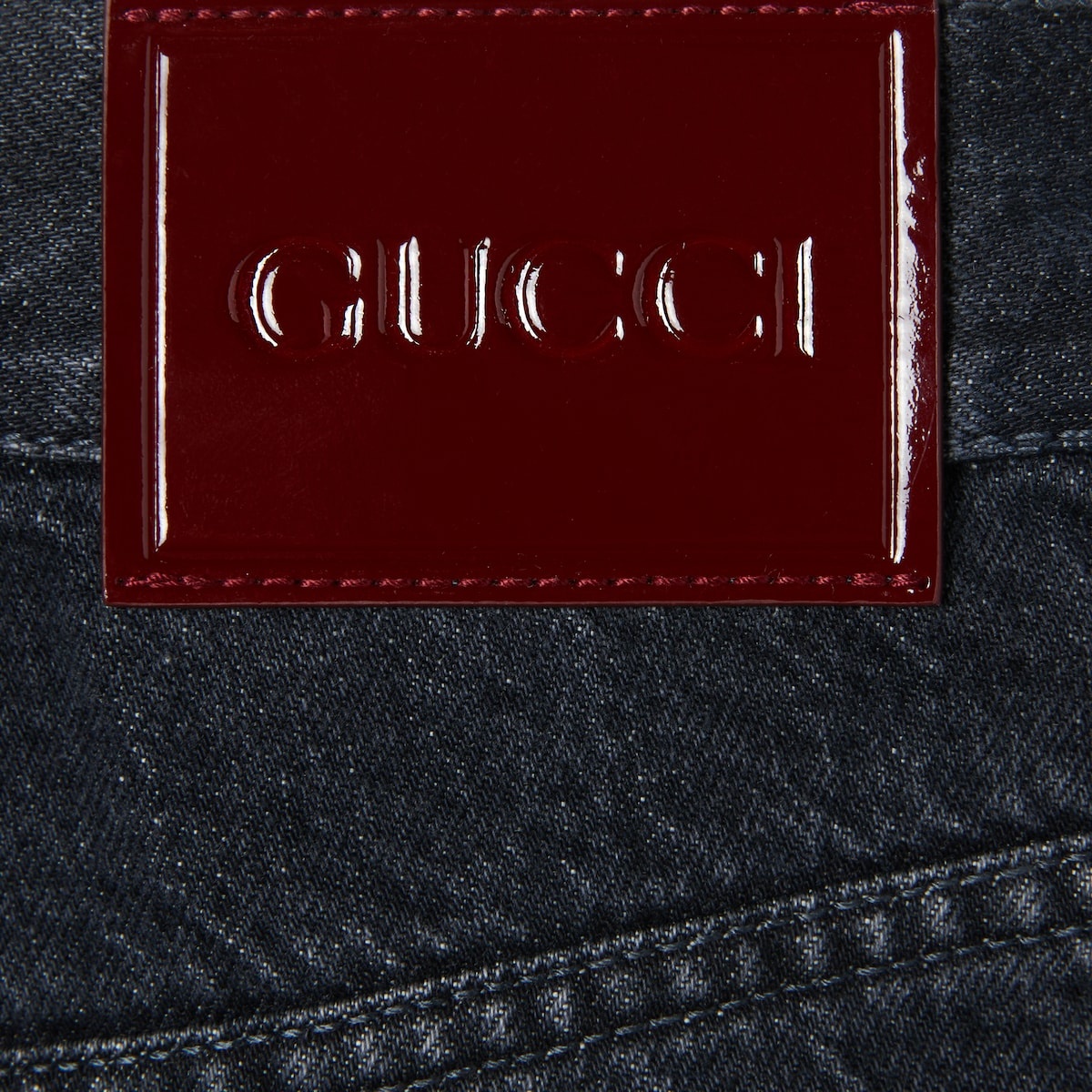 Denim pant with Gucci label - 7