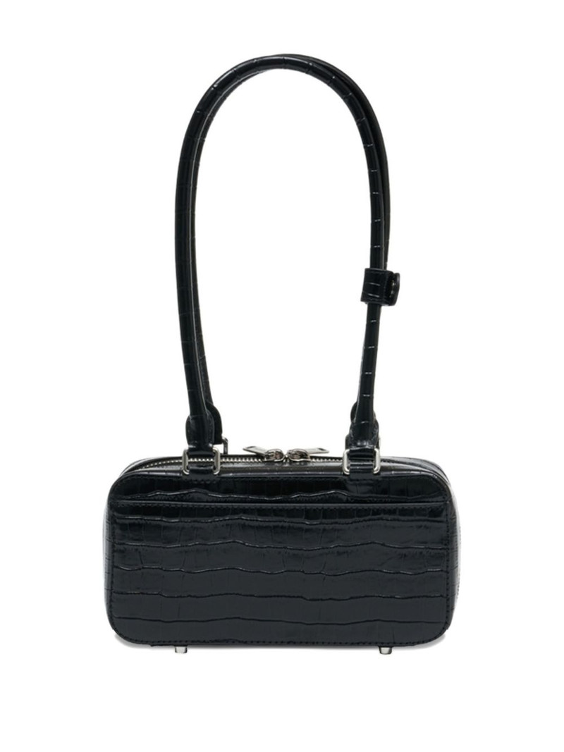 self-portrait crocodile-embossed leather shoulder bag outlook