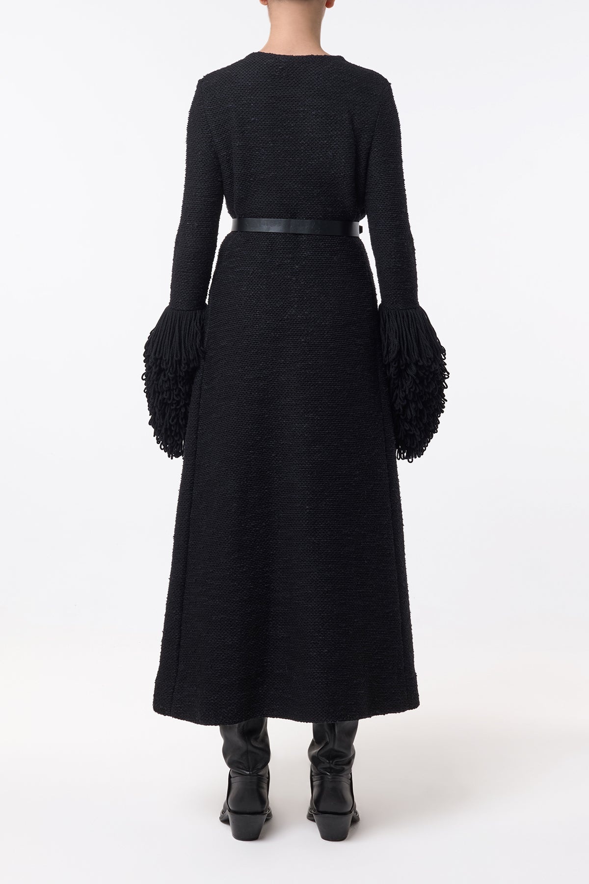 Elete Knit Coat in Black Cashmere Silk - 5