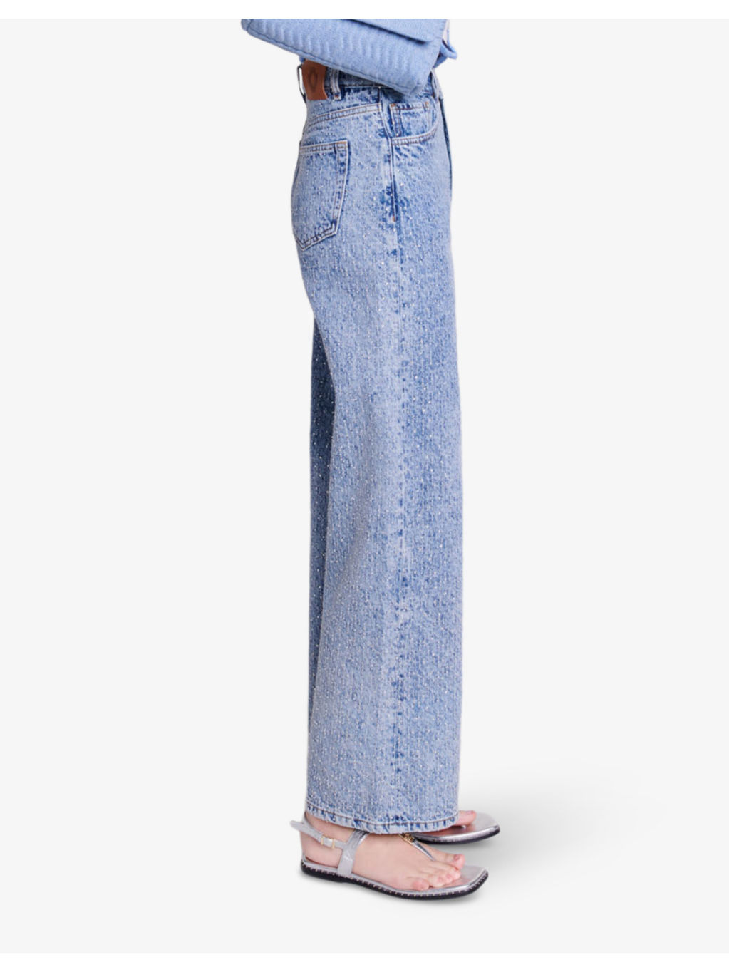 Rhinestone-embellished wide-leg denim jeans - 3