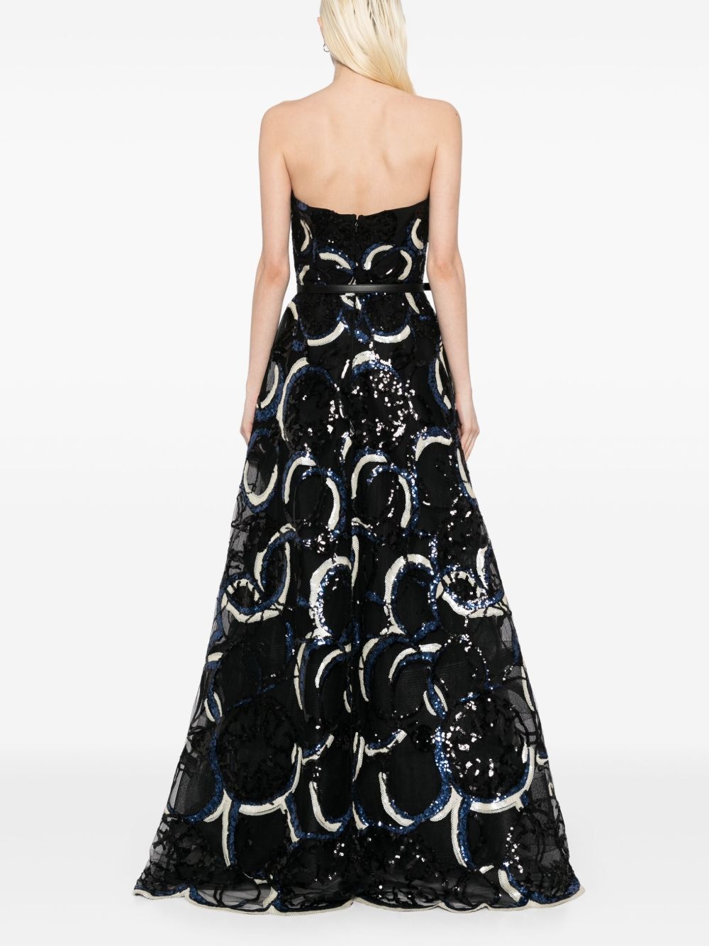 embroidered strapless gown - 4