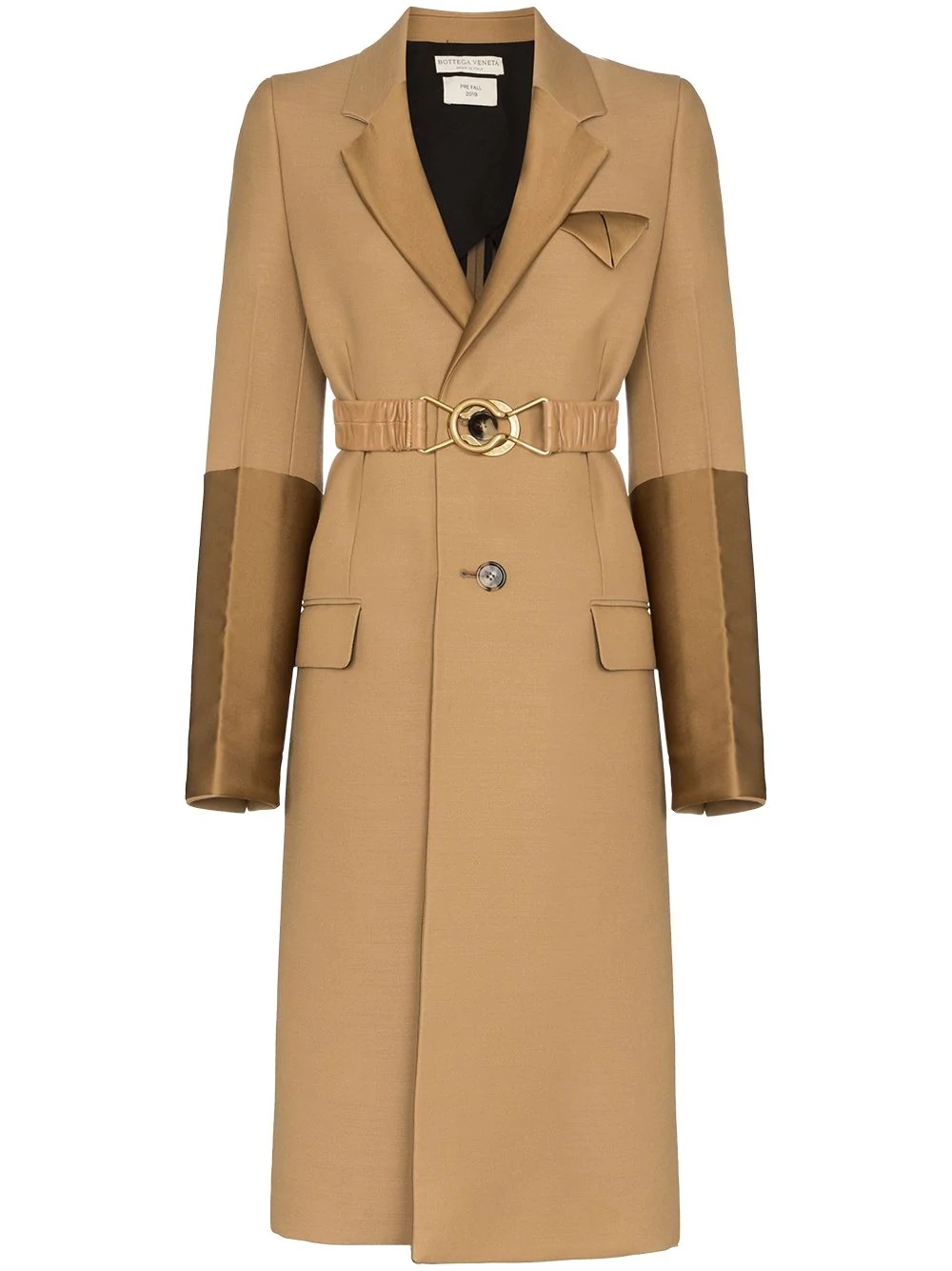 contrast panel single-breasted coat - 1