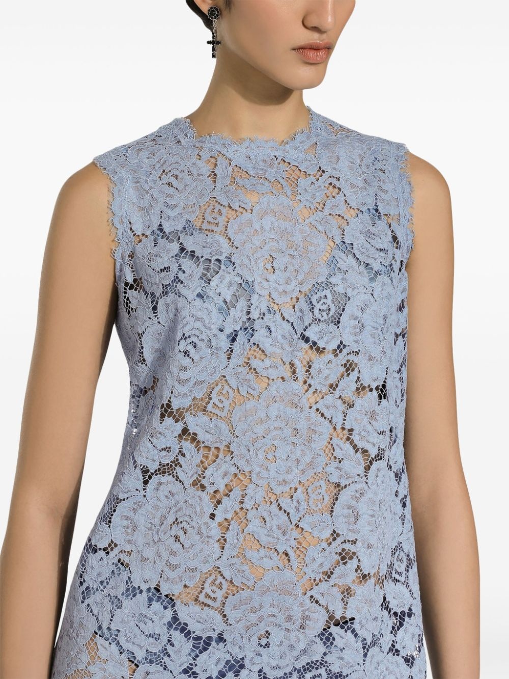 floral-lace shift mini dress - 5