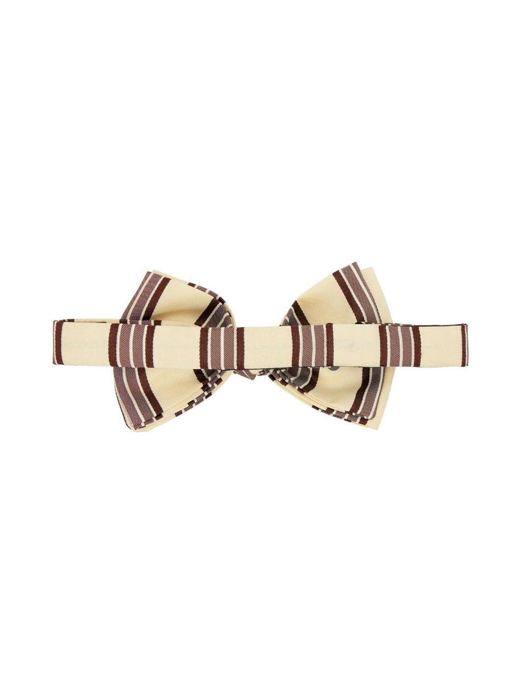 Beige & Brown Striped Bow Tie - 2