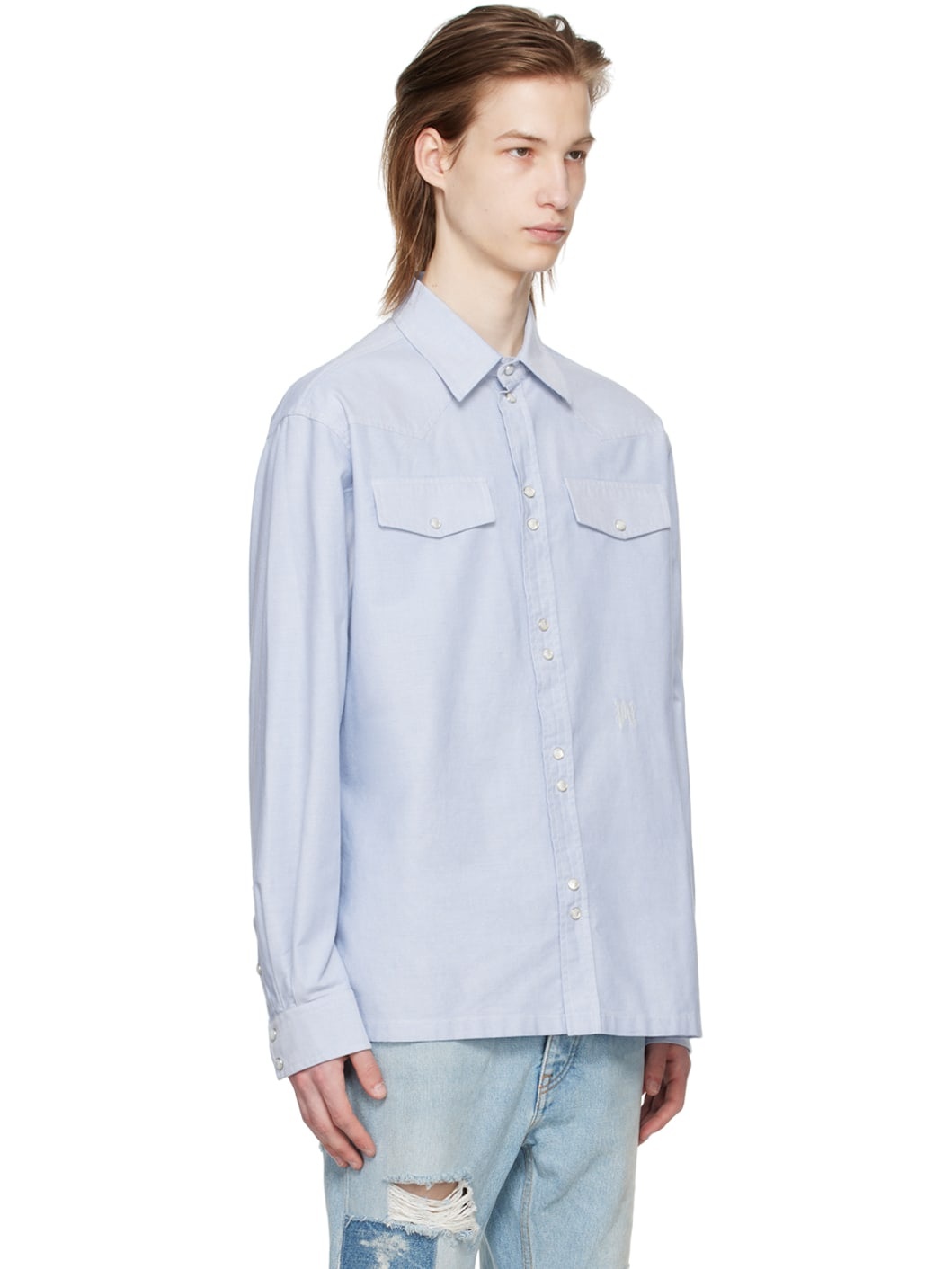 Blue Embroidered Shirt - 2
