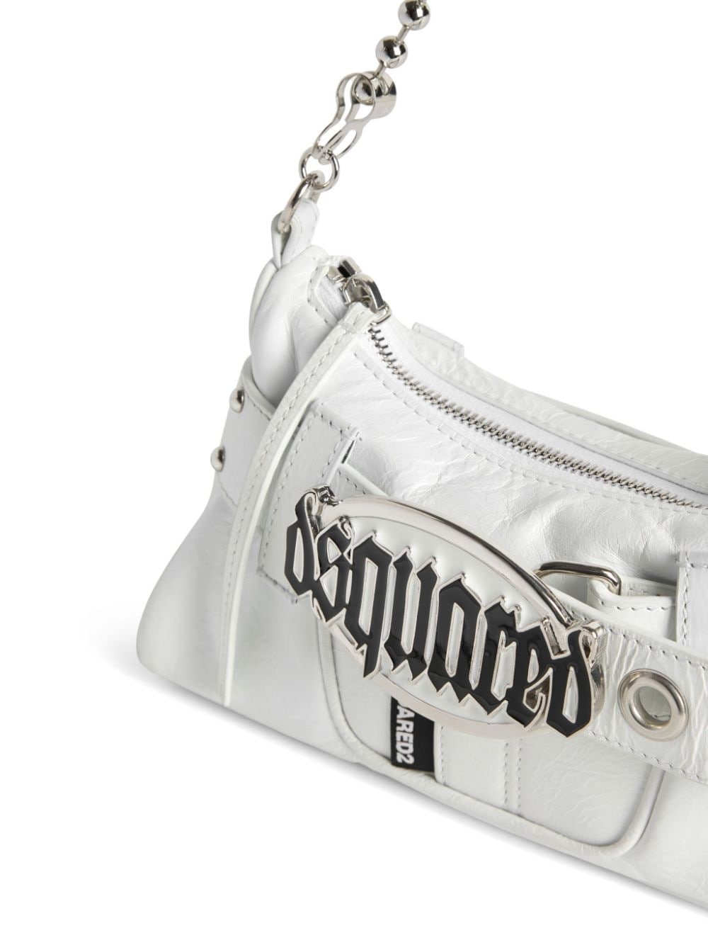 Gothic logo-plaque leather shoulder bag - 4