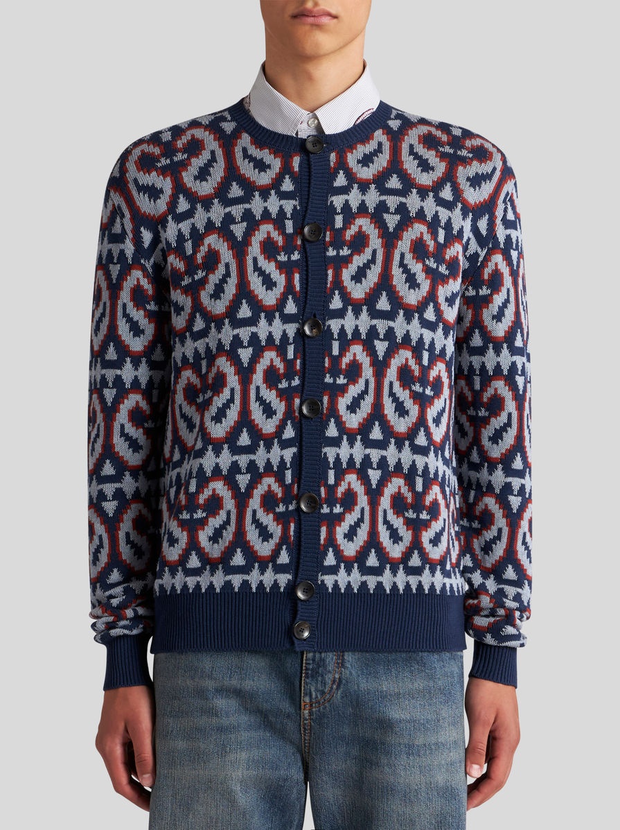 PAISLEY WOOL AND COTTON JACQUARD CARDIGAN - 2