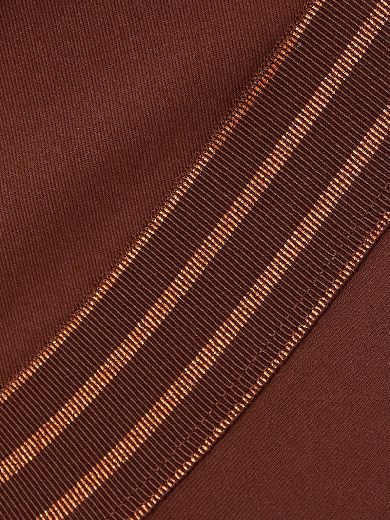 Evening Numero metallic striped halterneck swimsuit Brown 4