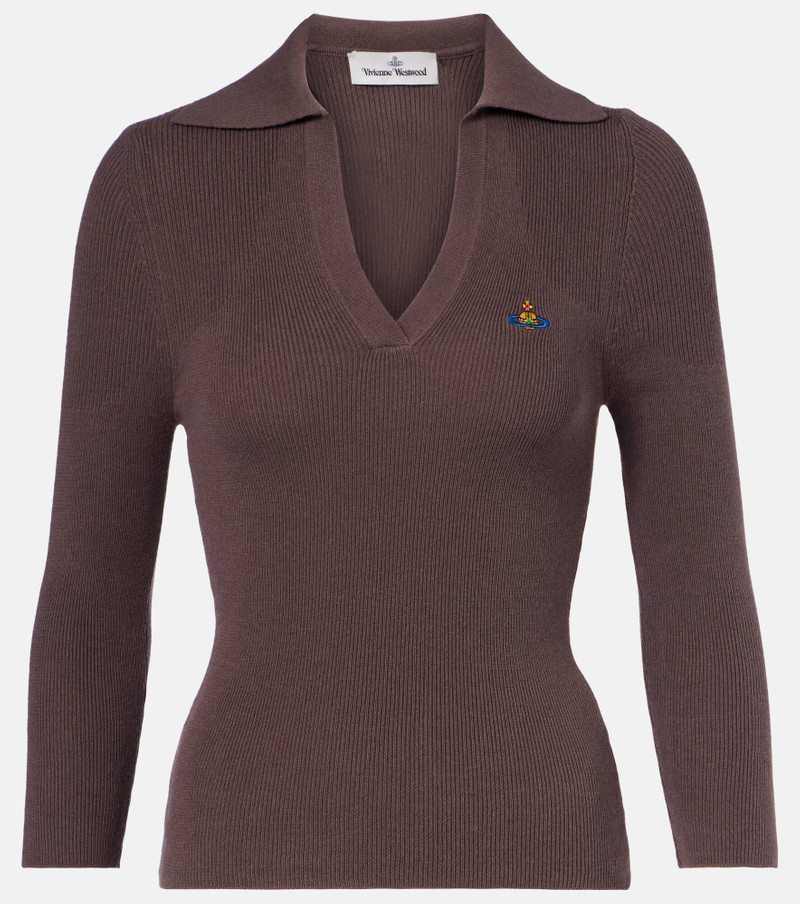 Marina cotton and cashmere polo sweater 1