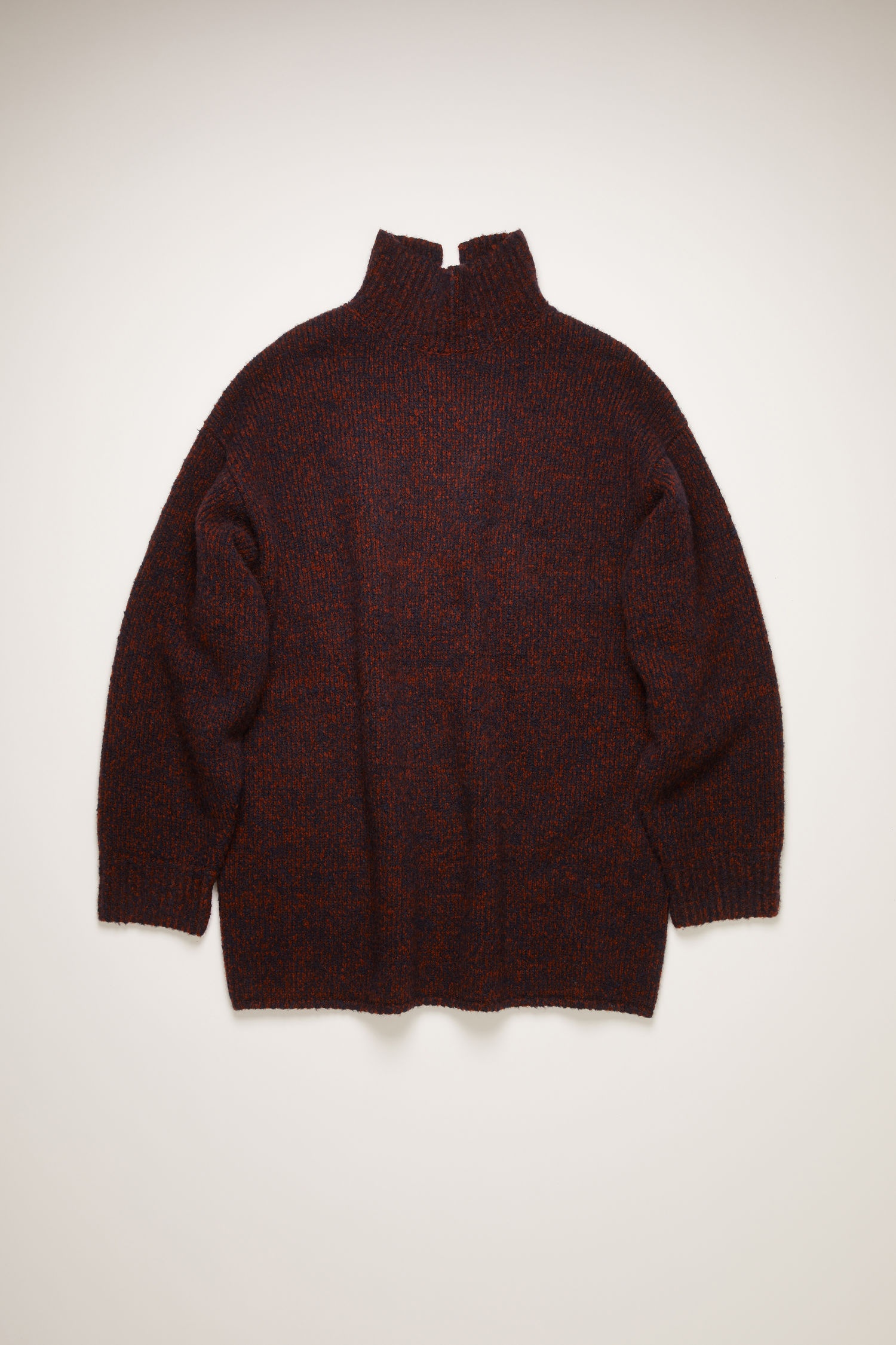 High-neck melange sweater navy/rust - 5