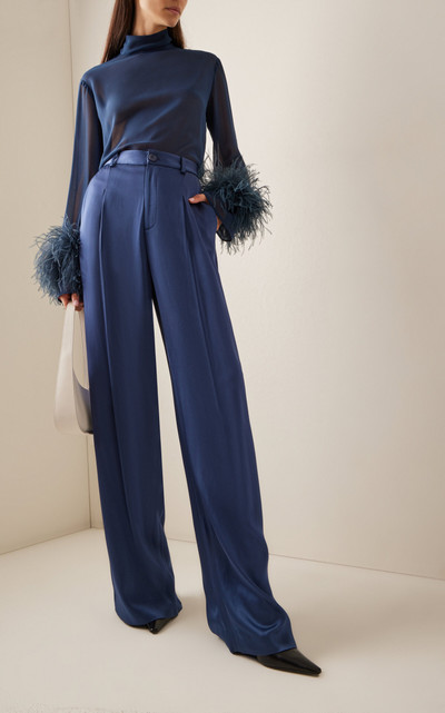 LAPOINTE Pleated Satin Wide-Leg Pants navy outlook
