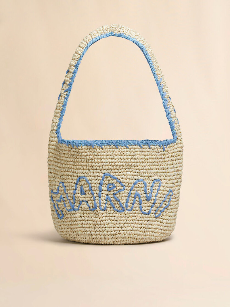 NATURAL RAFFIA AND BLUE NASSA MEDIUM HOBO BAG 1