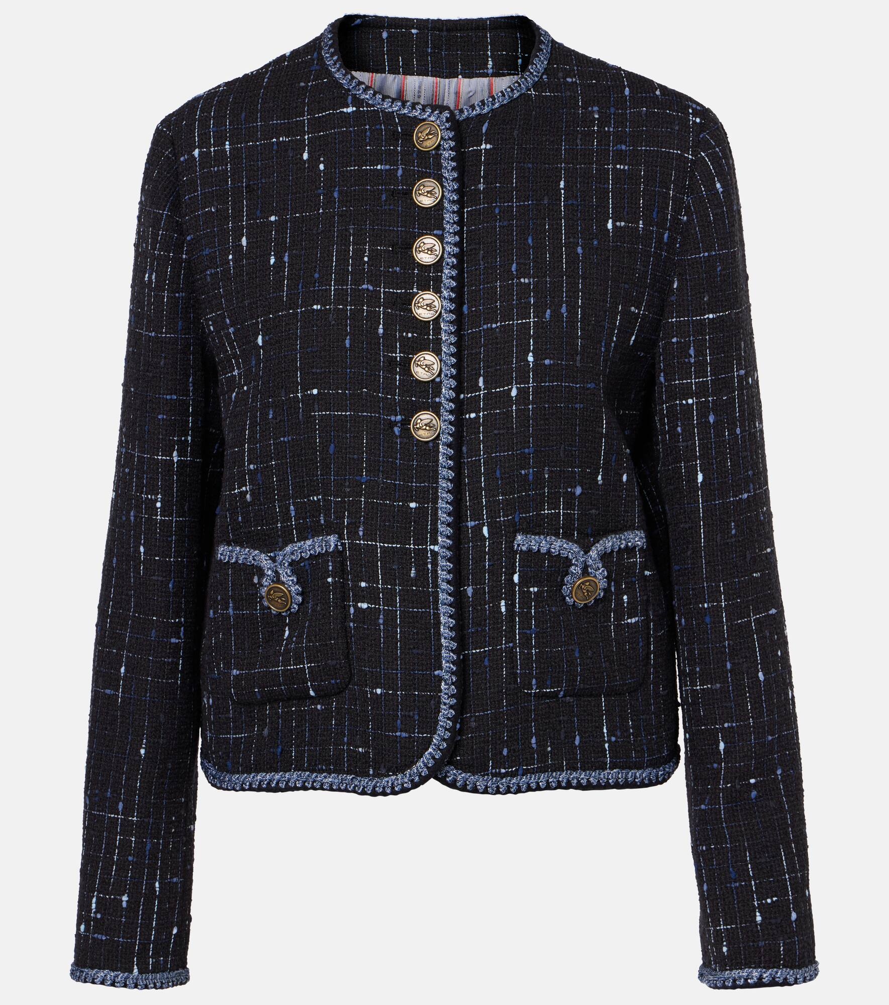 Cotton and linen-blend tweed jacket - 1