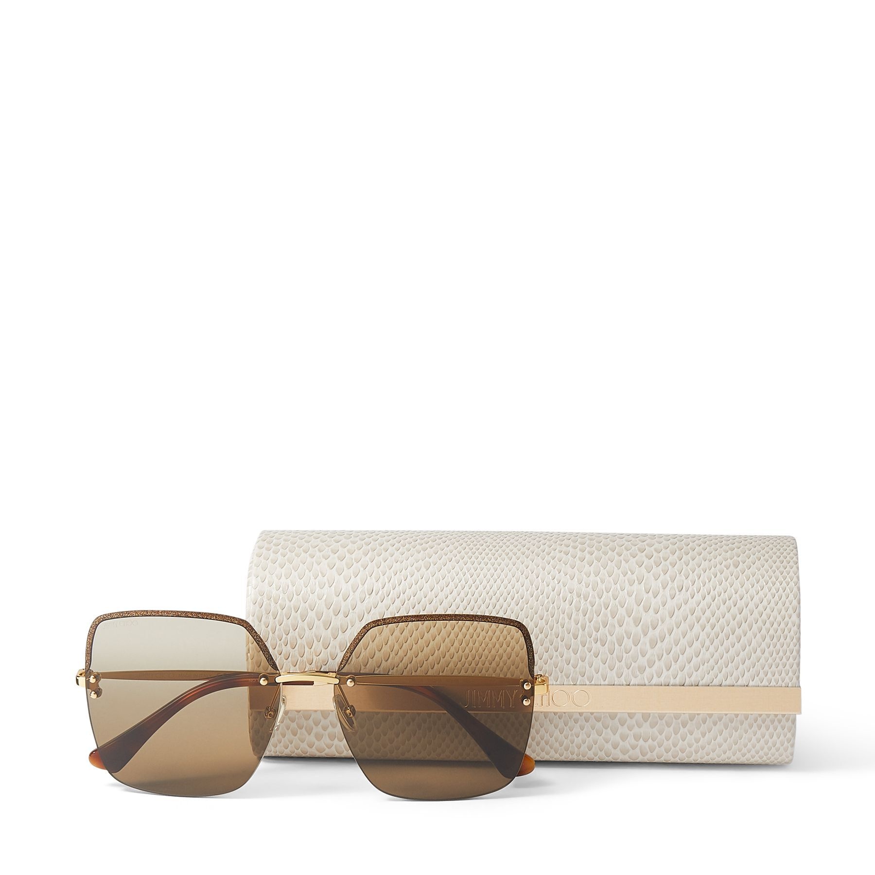 Tavi
Gold-Brown Square-Frame Sunglasses with Glitter Lenses - 4